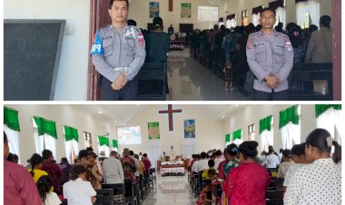 Polsek-Amanuban-Timur-Laksanakan-Pengamanan-Kebaktian-Paskah-Kedua-di-GMIT-Nazaret-Oe'ekam,-Berjalan-Tanpa-Ada-Gangguan-Kamtibmas