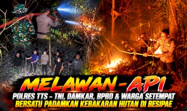 Melawan-Api!-Polres-TTS-TNI,-Damkar,-BPBD-&-Warga-setempat-Bersatu-Padamkan-Kebakaran-Hutan-di-Besipae