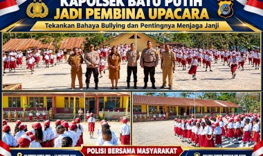Kapolsek-Batu-Putih-Jadi-Pembina-Upacara-di-SD-Inpres-Supul-Meo,-Tekankan-Bahaya-Bullying-dan-Pentingnya-Menjaga-Janji--siswa.