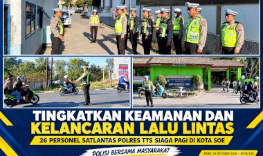 Tingkatkan-Keamanan-dan-Kelancaran-Lalu-Lintas,-Satlantas-Polres-TTS-Terjunkan-26-Personel-Siaga-Pagi-di-Kota-Soe