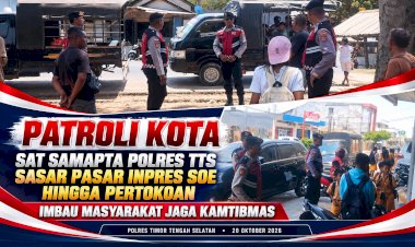 Patroli-Kota,-Sat-Samapta-Polres-TTS-Sasar-Pasar-Inpres-Soe-hingga-Pertokoan,-Imbau-Masyarakat-Jaga-Kamtibmas