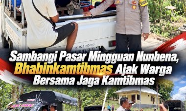 Sambangi-Pasar-Mingguan-Nunbena,-Bhabinkamtibmas-Ajak-Warga-Bersama-Jaga-Kamtibmas