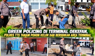 Green-Policing-di-Terminal-Oekefan,-Polres-TTS-Tanam-Pohon-Kelor-Dan-Pembersihan-Area-Terminal