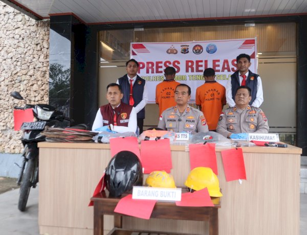 Gelar Press Release, Polres TTS Ungkap Kasus Pencurian Kabel Listrik PLN di Oenoni