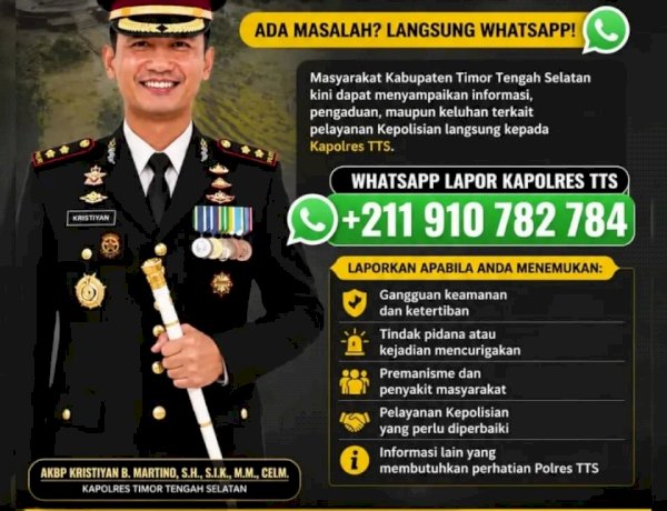 Kapolres TTS Buka Layanan WhatsApp “Lapor Kapolres”, Masyarakat Didorong Aktif Sampaikan Informasi