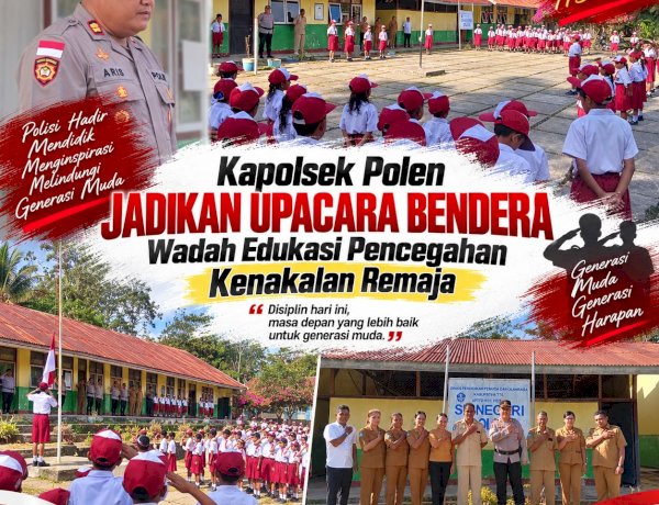 Kapolsek Polen Jadi Irup di SDN Polen, Ajak Siswa Cegah Bullying hingga Waspada Karhutla