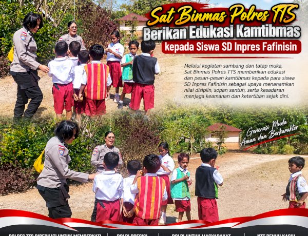 Sat Binmas Polres TTS Berikan Edukasi Kamtibmas kepada Siswa SD Inpres Fafinisin