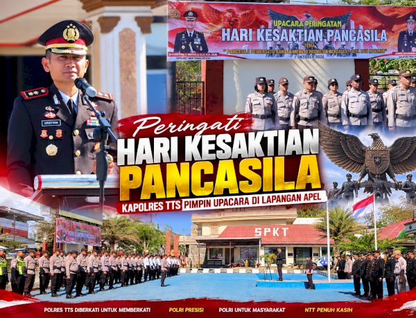 Peringati Hari Kesaktian Pancasila, Kapolres TTS Pimpin Upacara di Lapangan Apel