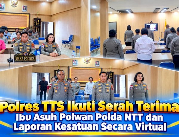 Polres TTS Ikuti Serah Terima Ibu Asuh Polwan Polda NTT dan Laporan Kesatuan Secara Virtual