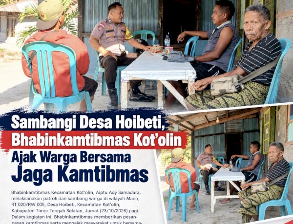 Sambangi Desa Hoibeti, Bhabinkamtibmas Kot’olin Ajak Warga Bersama Jaga Kamtibmas
