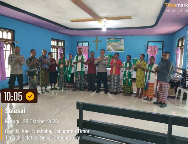 Minggu Kasih di Gereja Paulus Enolanan, Kapolsek Amanuban Selatan Ajak Jemaat Jaga Kamtibmas dan Cegah Karhutla