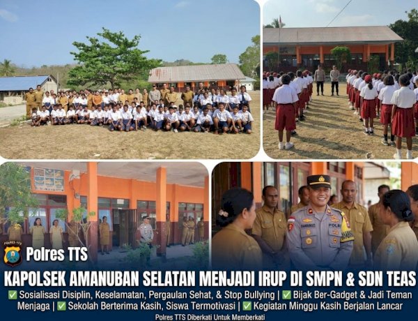 Tanamkan Kedisiplinan Sejak Dini, Kapolsek Amanuban Selatan Jadi Irup di SMPN & SDN Teas