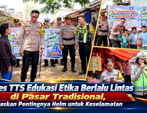 Polres TTS Edukasi Etika Berlalu Lintas di Pasar Tradisional, Tegaskan Pentingnya Helm Untuk Keselamatan