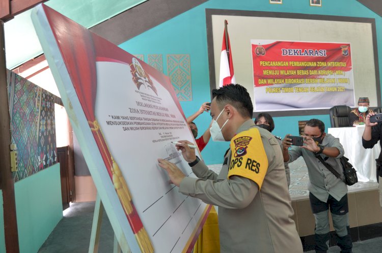 Polres TTS Melaksanakan Kegiatan  Deklarasi Pencanangan Zona Integritas Menuju Wilayah Bebas Korupsi