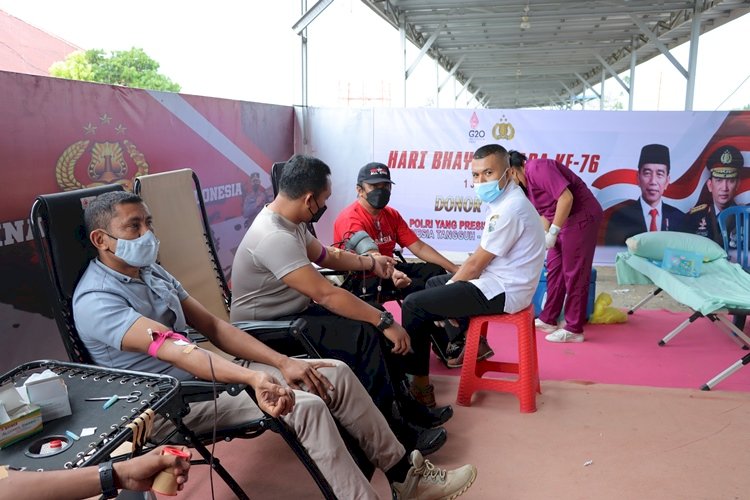Jelang Peringatan Hari  Bhayangkara Ke - 76 Polres TTS Gelar Aksi Donor Darah