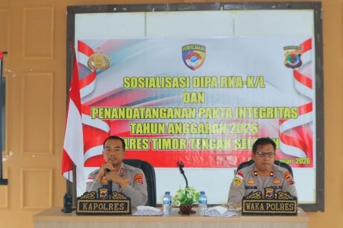 Transparansi dan Akuntabilitas , Polres TTS Gelar Sosialisasi DIPA Tahun Anggaran 2026 Dan Penandatangan Pakta Integritas