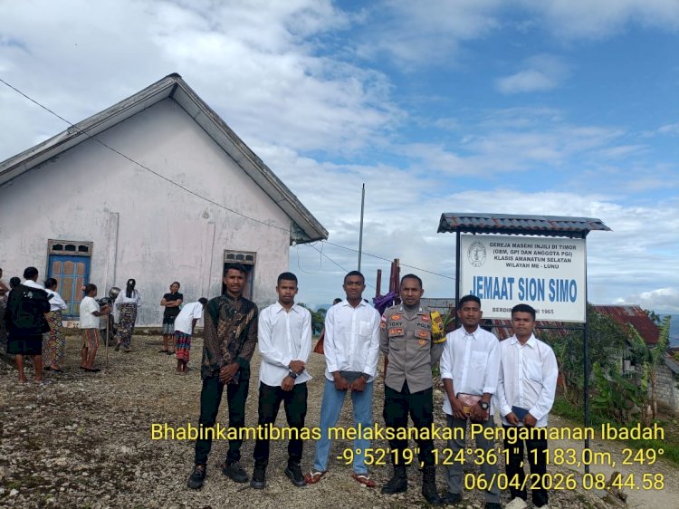 Polsek Amanatun Selatan Laksanakan Pengamanan Ibadah Syukur Paskah dan Perjamuan Kudus di Gereja Sion Simo Secara Sigap dan Profesional