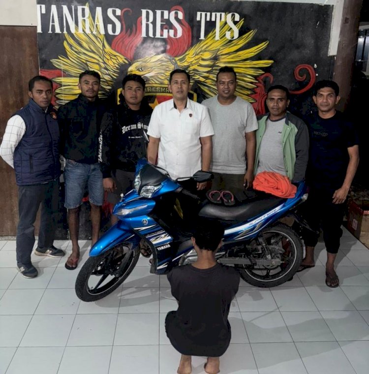 Kurang dari 1 x 24 Jam Satreskrim Polres TTS Berhasil Bekuk Pelaku Curanmor Milik dinas PRKP Kab TTS Di Benlutu.