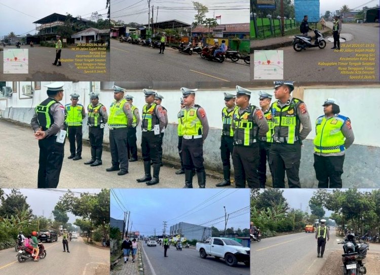 Arus Lalu Lintas Soe Terjaga: Satlantas Polres TTS Laksanakan Apel dan Pengaturan Pagi
