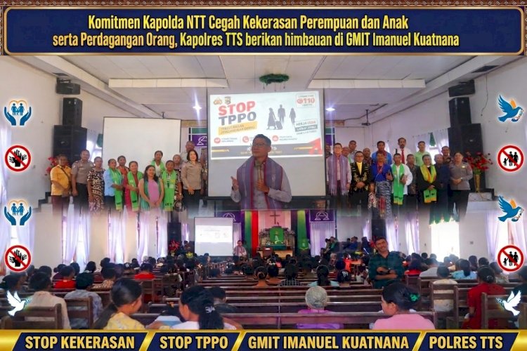 Komitmen Kapolda NTT Cegah Kekerasan Perempuan dan Anak serta Perdagangan Orang, Kapolres TTS berikan himbauan di GMIT Imanuel Kuatnana
