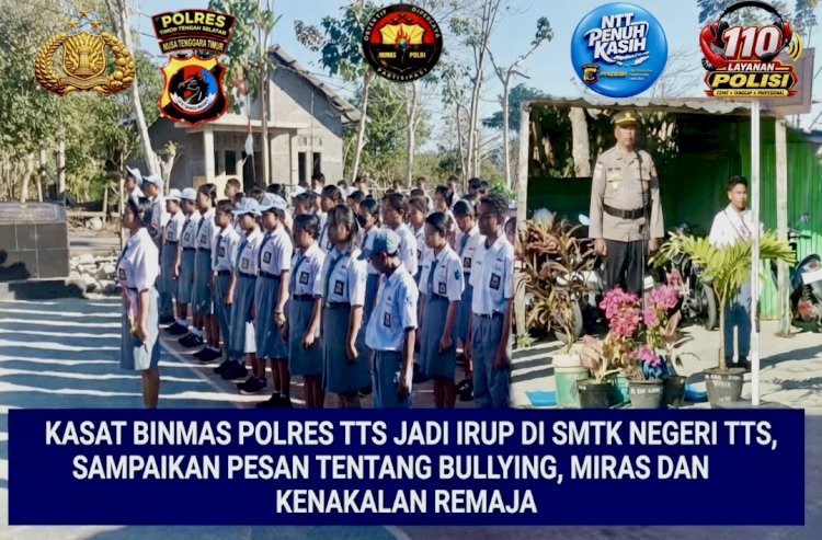 Kasat Binmas Polres TTS Jadi Irup di SMTK Negeri TTS, Sampaikan Pesan  tentang Bullying, Miras dan Kenakalan Remaja