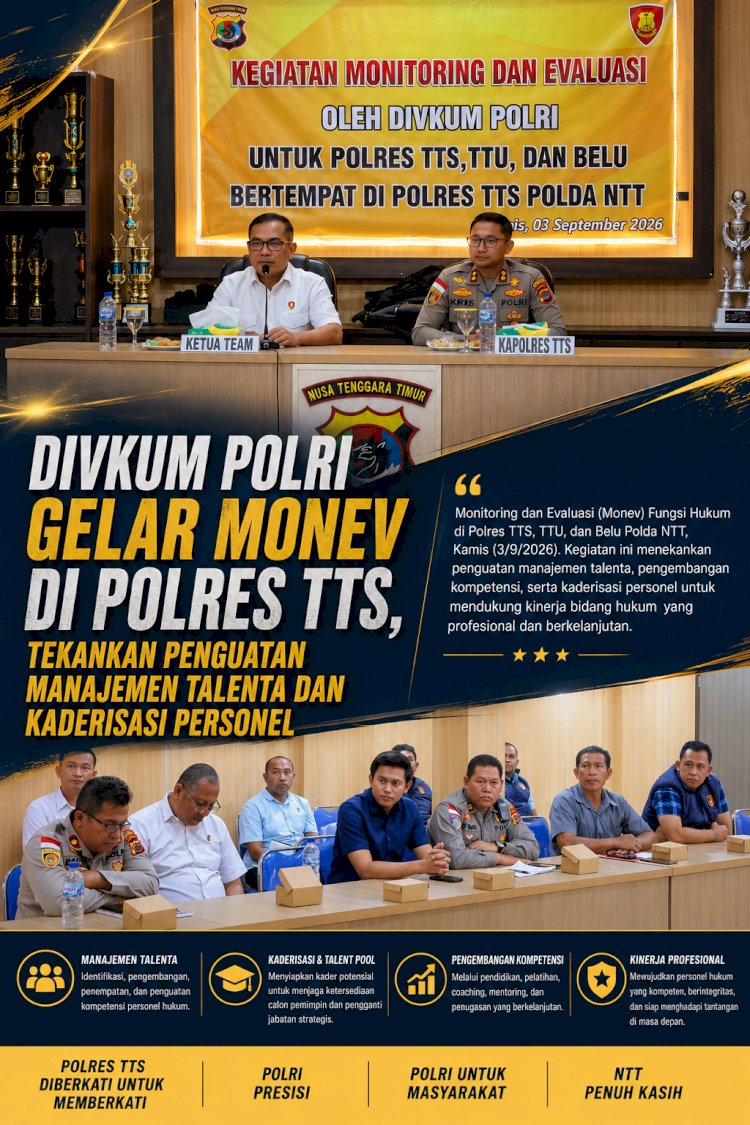 Divkum Polri Gelar Monev di Polres TTS, Tekankan Penguatan Manajemen Talenta dan Kaderisasi Personel