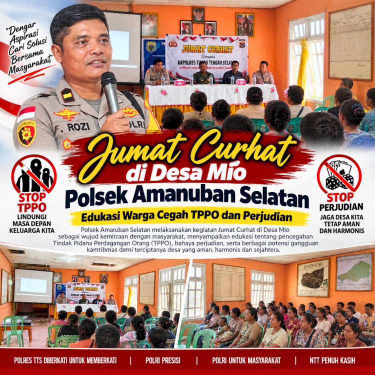 Jumat Curhat di Desa Mio, Polsek Amanuban Selatan Edukasi Warga Cegah TPPO dan Perjudian