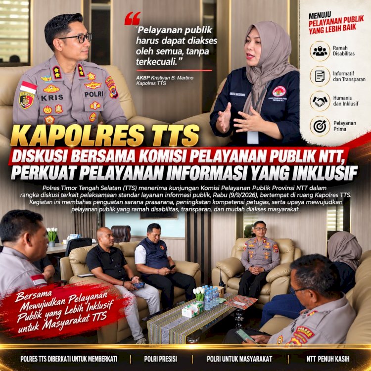Kapolres TTS Diskusi Bersama Komisi Pelayanan Publik NTT, Perkuat Pelayanan Informasi yang Inklusif