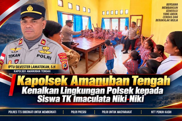 Kapolsek Amanuban Tengah Kenalkan Lingkungan Polsek kepada Siswa TK Imaculata Niki-Niki