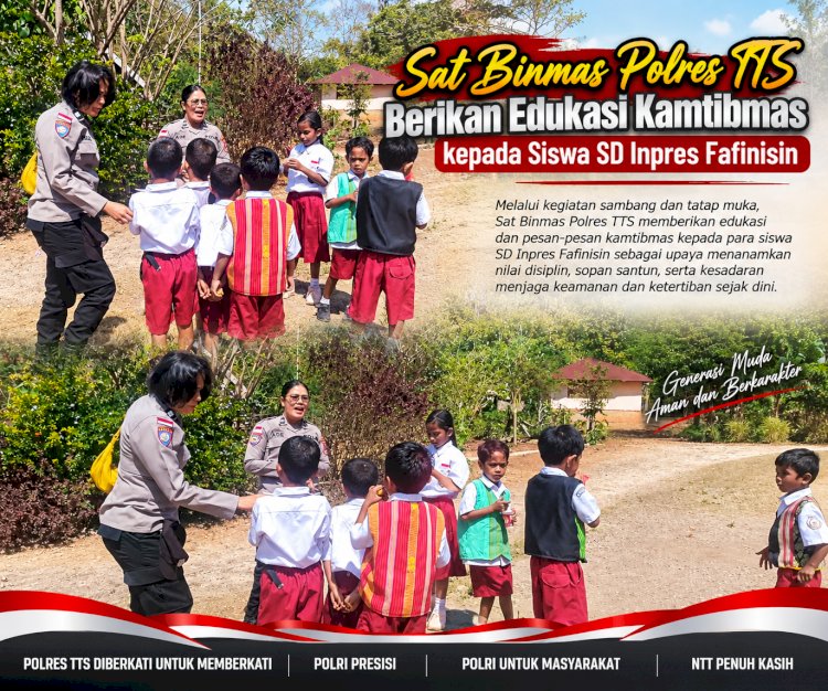 Sat Binmas Polres TTS Berikan Edukasi Kamtibmas kepada Siswa SD Inpres Fafinisin