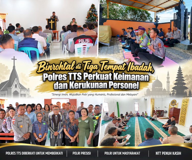 Binrohtal di Tiga Tempat Ibadah, Polres TTS Perkuat Keimanan dan Kerukunan Personel