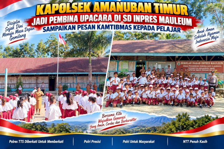 Kapolsek Amanuban Timur Jadi Pembina Upacara di SD Inpres Mauleum, Sampaikan Pesan Kamtibmas kepada Pelajar