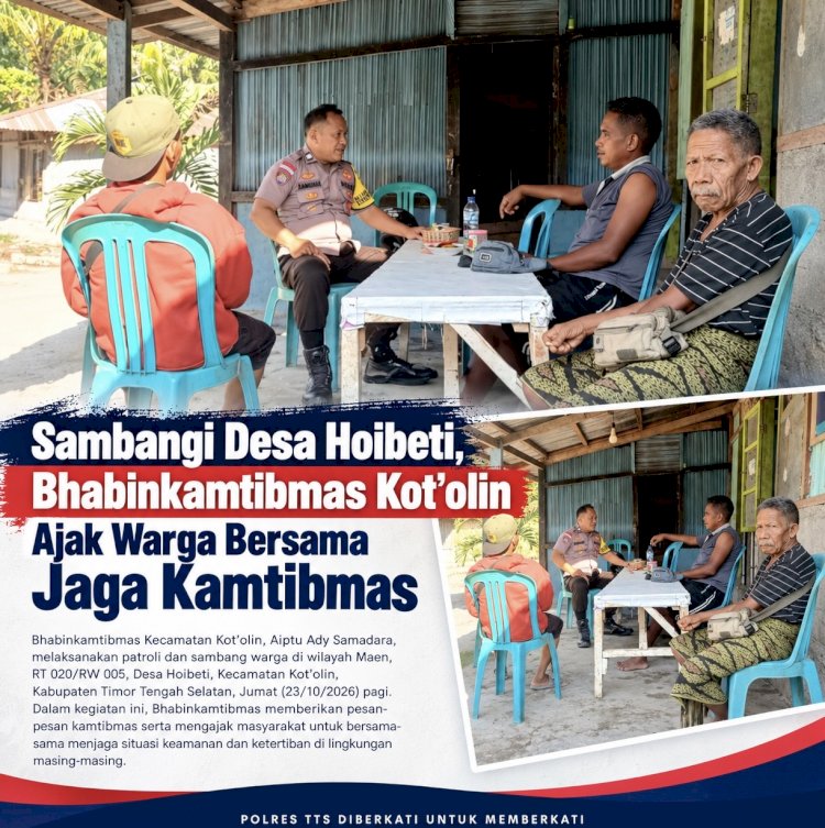 Sambangi Desa Hoibeti, Bhabinkamtibmas Kot’olin Ajak Warga Bersama Jaga Kamtibmas