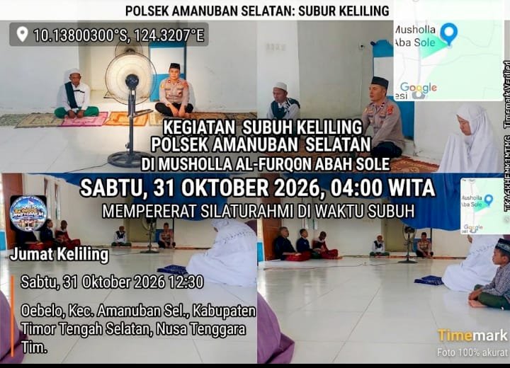 Perkuat Silaturahmi Dini Hari, Kapolsek Amanuban Selatan Gelar Subuh Keliling di Musholla Al-Furqon